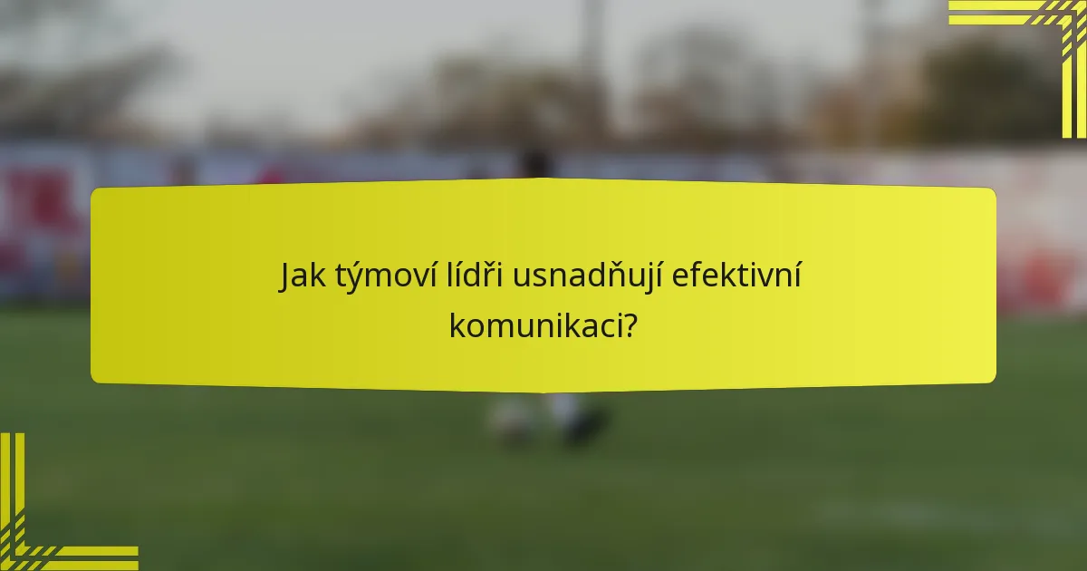 Jak týmoví lídři usnadňují efektivní komunikaci?