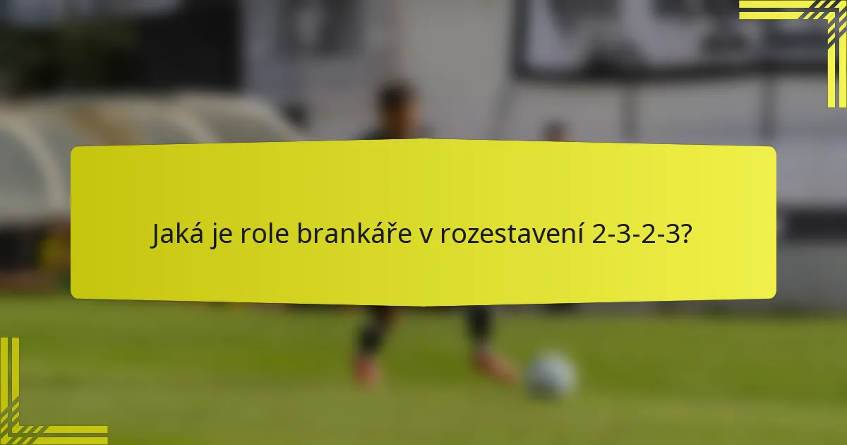 Jaká je role brankáře v rozestavení 2-3-2-3?