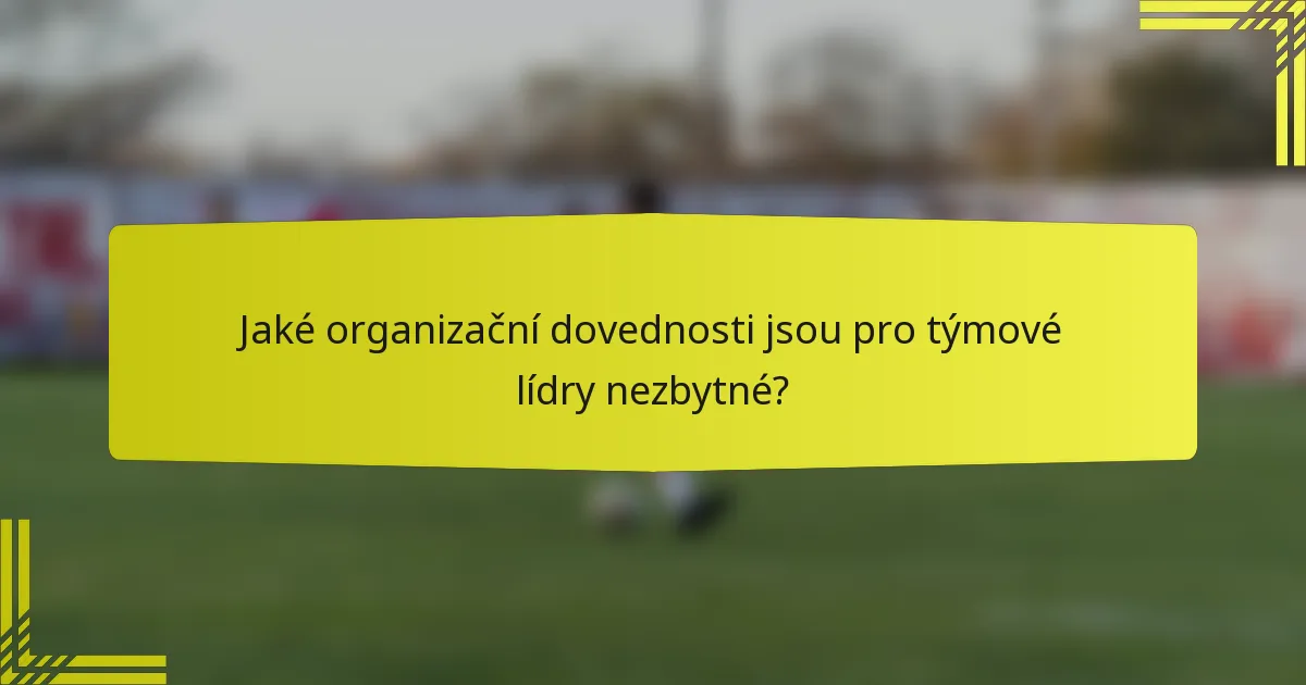Jaké organizační dovednosti jsou pro týmové lídry nezbytné?